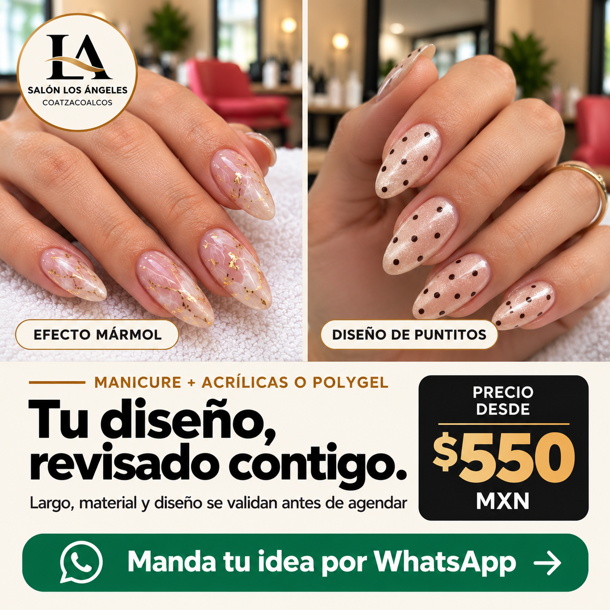 Diseños de uñas en acrílicas o polygel