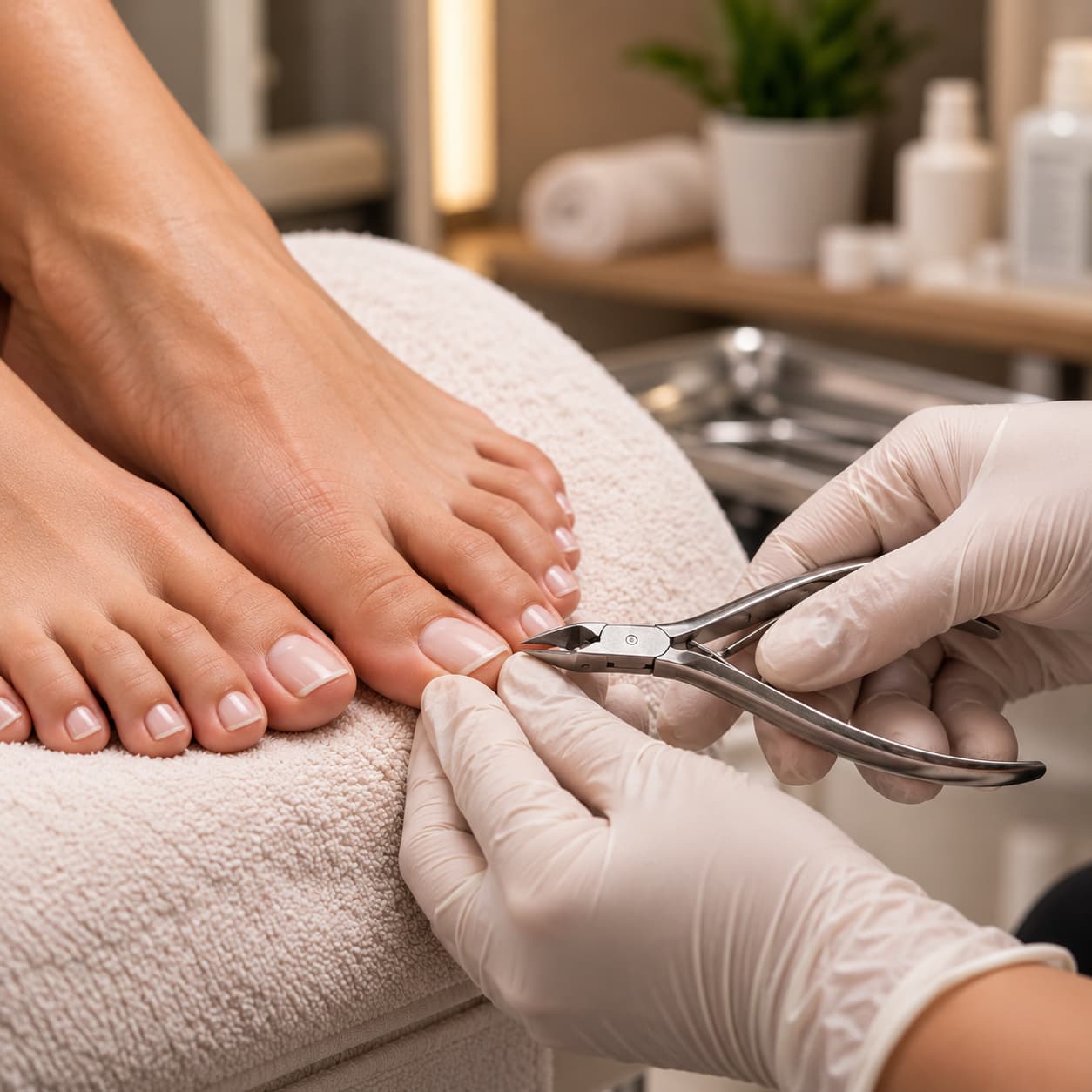 Servicio de pedicure tradicional y cuidado de uñas